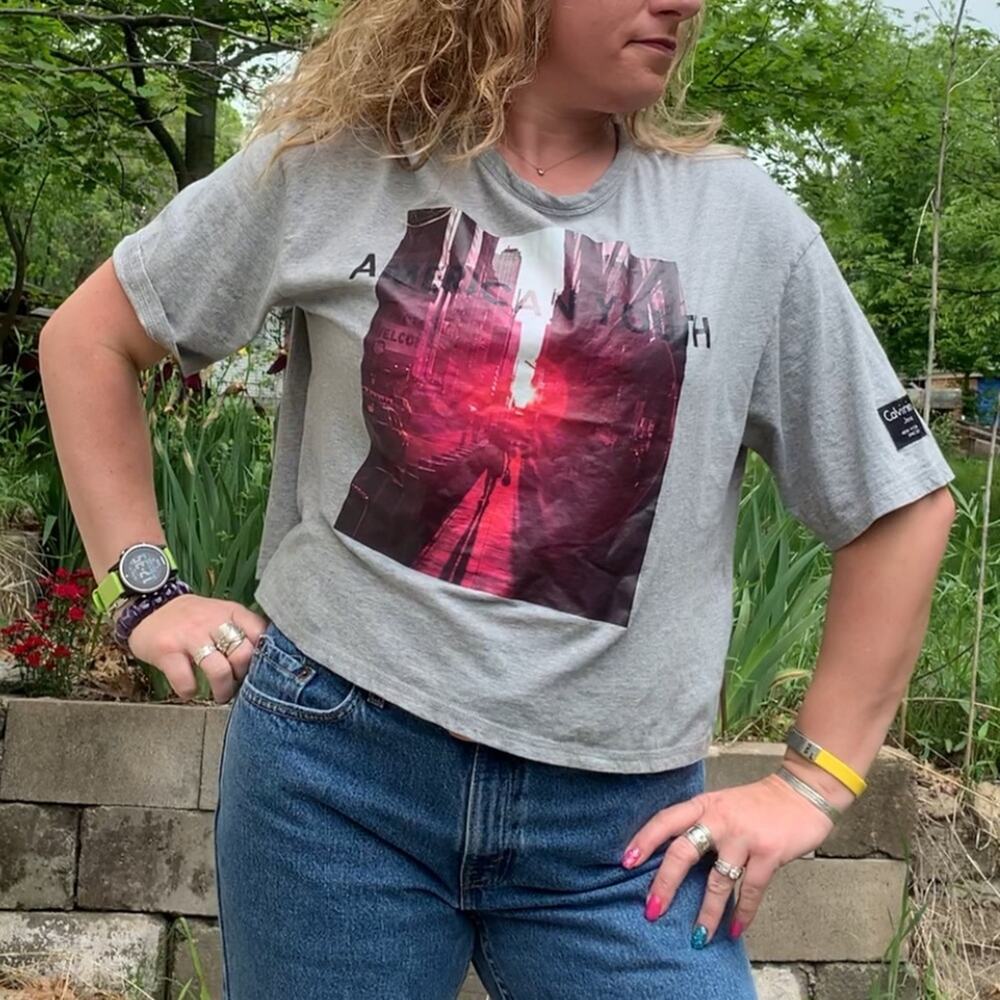 Calvin Klein "American Youth" Graphic oversize crop T-shirt ADULT SMALL